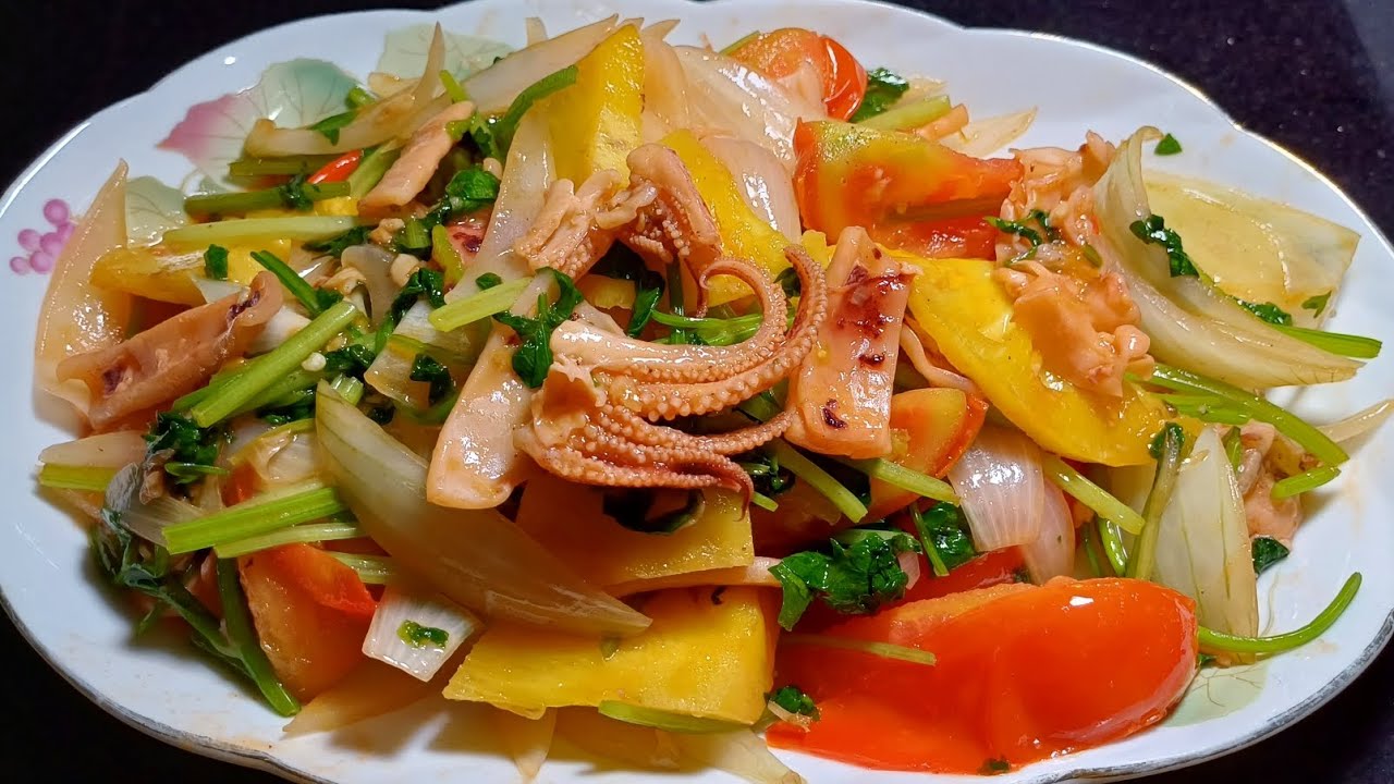 MỰC KHÔ XÀO CHUA NGỌT cực ngon